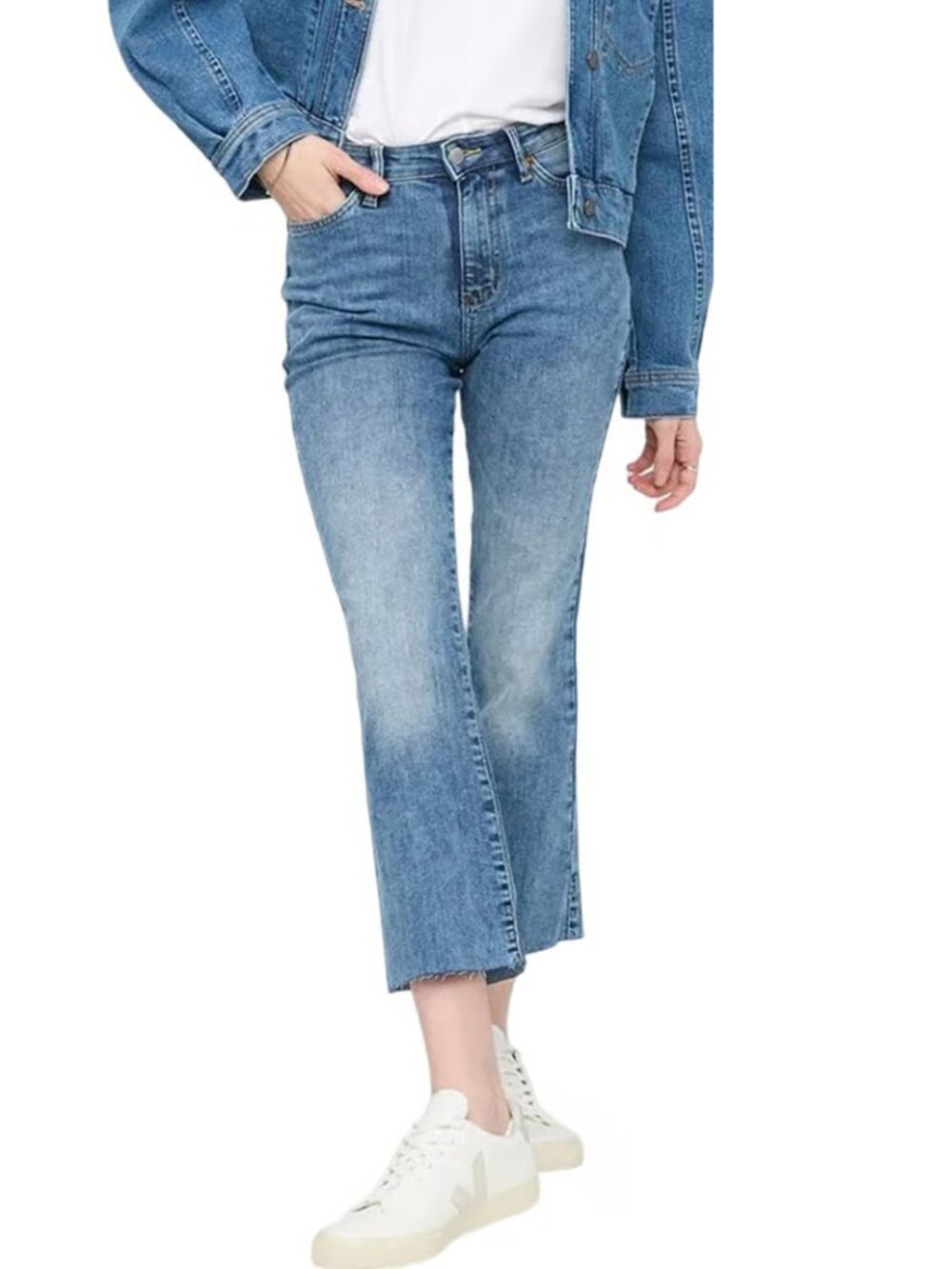 DUER NWT Performance 25" High Rise Kick Flare Jeans Beach Blue Sz 26 Stretch
